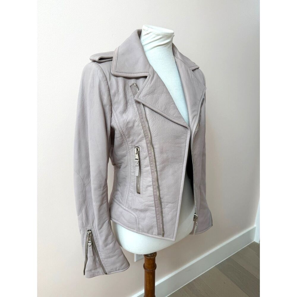 Authentic Balenciaga Light Pink Lamb Leather Moto Jacket NWT FR 40 / US 10 BNWT